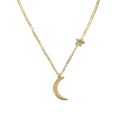 

2Pcs Star Moon Pendant Choker Chain Necklace Women Fashion Evening Party Jewelry
