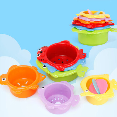 

YIWULAKids Funny Cup Baby Bath Toys Stacking Tower Counting Mugs Count Numberr Toy