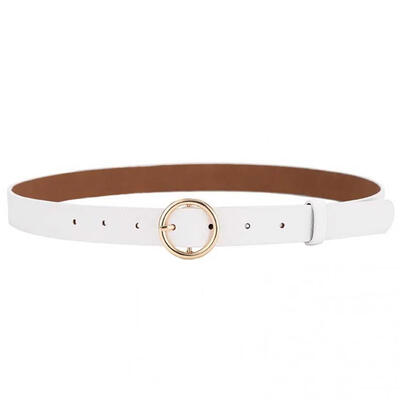 

Women Solid Color Round Buckle Belt Faux Leather Waistband for Jeans Pants Skirt