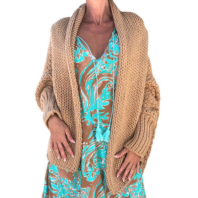 

Toponeto Women Fashion Casual Solid Long Sleeve Knit Sweater Loose Cardigans Coat