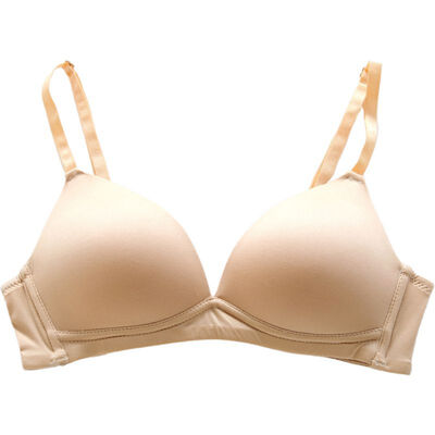 

Women Gathered Bra Ladies Simple 34 Cup Solid Color Deep V-neck Rimless Underwear Bra For Women