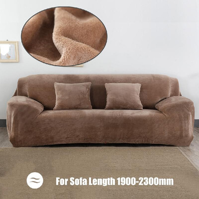 

Winter Warm Sofa Cover Solid Color Plush Sofa Slipcover Full Cover All-inclusive Elastic Sofa Protector Washable