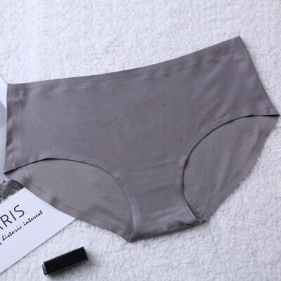 

One-Piece Solid Color Seamless Women Mid Waist Underwear Quick-Drying Ice Silk Briefs
