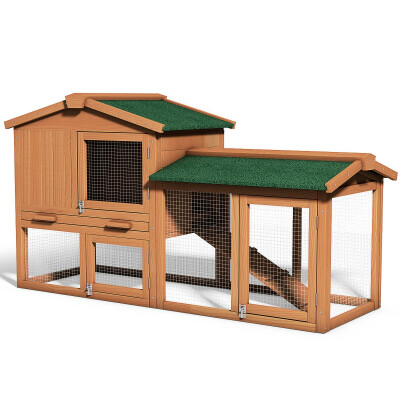 

58" Large Wooden Rabbit Hutch Chicken Coop