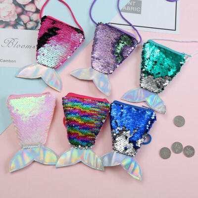 

Kid Girl Colorful Change Sequin Mermaid Tail Bag Wallet Purse Pouch Notecase