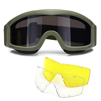 

Outdoor Military Goggles UV400 Protective Goggles Dustproof Cycling Training CS Gaming Goggles Eyewear with 2 Interchageable Lens