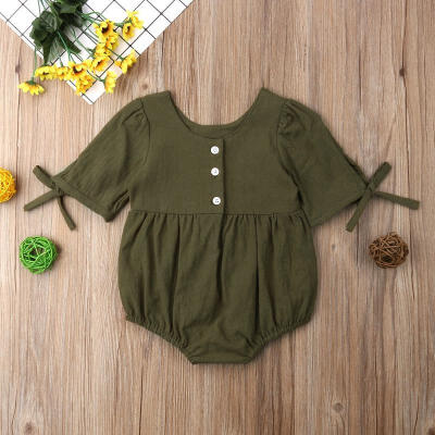 

Cute Newborn Infant Baby Girl Belt Bodysuit Clothes Fashion Half Sleeve Solid Bodysuit Sunsuit Girls Casual Bodysuits 0-24M