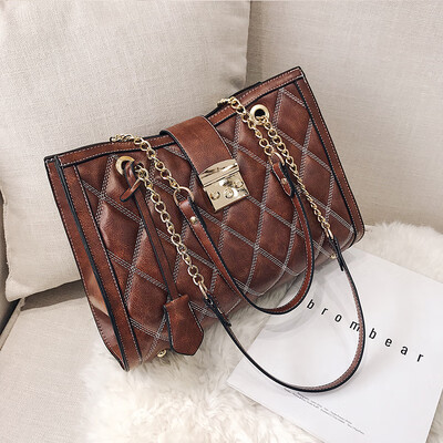 

Spring&summer bag female 2019 new wave Korean version of the wild single shoulder slung fashion lock large capacity rhombic chain bag