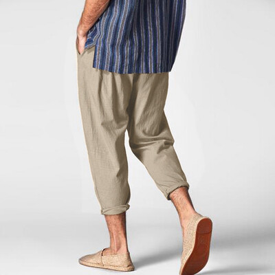 

Tailored Mens Summer New Style Simple And Fashionable Pure Cotton And Linen Trousers