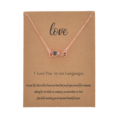 

With Card LOVE Letter 100 Language I love You Necklace For Women Wedding Letter Necklace Jewelry Drop Shipping