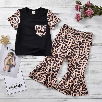 

Fashion Kids Baby Girl T-shirt Tops Bell Bottom Pants Outfits Set Clothes 1-6Y