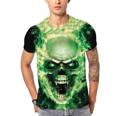 

Toponeto Mens 3D Summer Casual T-shirt Skull Printing Sport Breathable Top Blouse