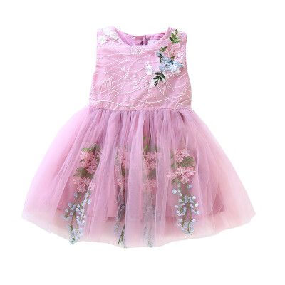 

Summer girls Lace Princess Dresses 2019 Flower Sleeveless Tutu Dresses Baby Girls 1-3 Years Clothes Party Wedding Pageant