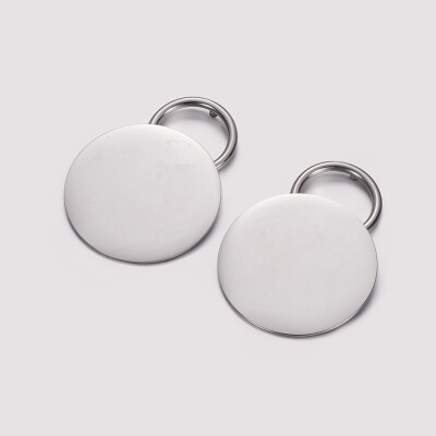 

304 Stainless Steel Stud Earrings Flat Round Stainless Steel Color 40x30x3mm Pin 08mm