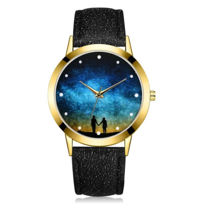 

High Quality Women Fashion Watches Starry Sky Creative Leather Band Analog Quartz Round Wrist Watch Clock Relojes Para Mujer