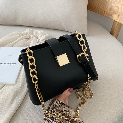 

Summer new texture bag handbag 2019 new Korean fashion wild shoulder Messenger bag chain bucket bag