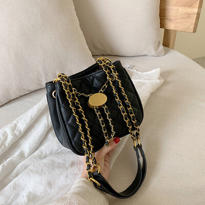 

Chic retro rhomboid chain bag new 2019 net red fan you bucket bag popular single shoulder slant girl bag