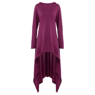 

High Low Hooded Dress with Long Sleeves