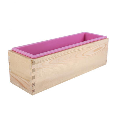 

Greensen Rectangle Silicone Liner Soap Mould Wooden Box DIY Making Tool Bake Cake Bread Toast Mold