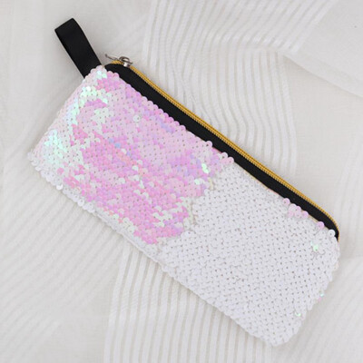 

1Pc Fashion Double Color Sequins Glitter Handbag Pencil Case Stationery Pen Bag Cosmetic Makeup Bag