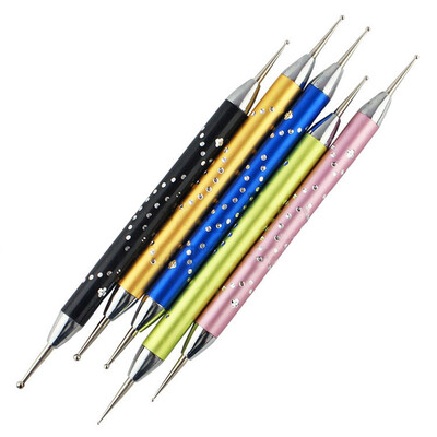 

Toponeto 5Pcs 2-Ways Marbleizing Pen Acrylic UV GEL Nail Art Dotting Brush Pen
