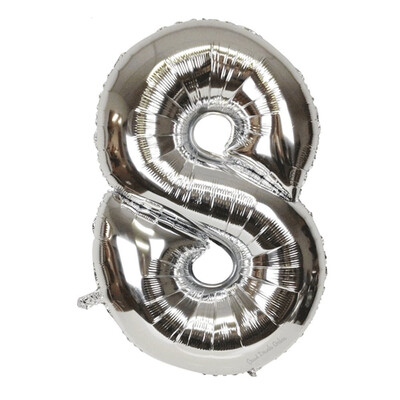 

FUNNYBUNNY 40" Number 0-9 Thickening Silver Foil Air-filled Helium Mylar Balloons for Birthday & Party & Wedding Anniversary