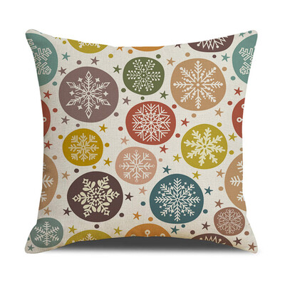 

Siaonvr Christmas Linen Skin Pillow Case Pillow Cushion Elk Snowflake Print 45×45CM