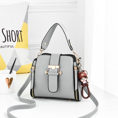 

Temperament small square bag basic color pumping bucket bag simple casual wild Korean fashion bag female