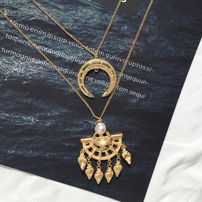 

New Gold Multi layer Necklace For Women Girl Sea Shell Choker Necklaces & Pendants 2019 Female Ocean Jewelry Srar