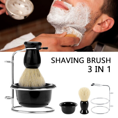 

Men Badger Hair Shaving Brush Stainless Steel Stand&Stainless Bowl Mug Set