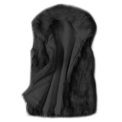 

Toponeto Womens Wool Vest Faux Fur Vest Stand Collar Faux Fur Coat Vest Jacket