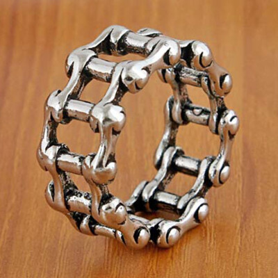 

New Creative Fashion Stainless Steel Retro Mens Ring Punk Locomotive Chain Ring Jewelry Accessories