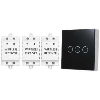 

Wireless Light Switch 3 Gang OnOff Switch for Lamps Lighting Appliances 1 Switch 3 Receiver for Home Office Hotel Warehouse Bla