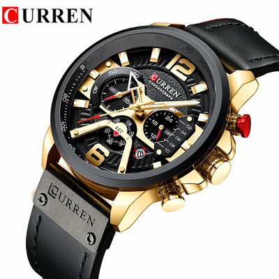 

Gobestart Mens Business Belt Watch Waterproof Calendar Casual Quartz Three Eye Watch