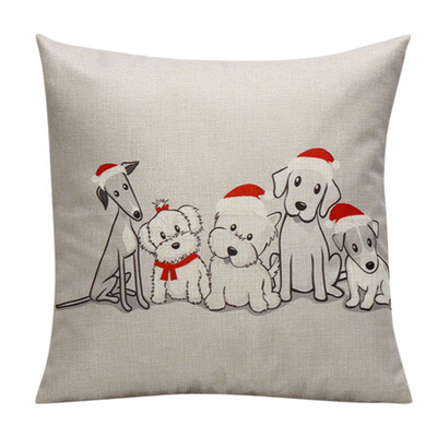 

Tailored Festivel Christmas Theme Cartoon Linen Pattern Throw Pillow Case Pillow Case A