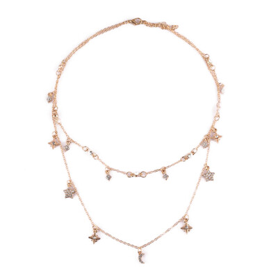 

Gold Moon Sparky Rose&Crescent Vintage Necklace Fashion Choker Womens Practical