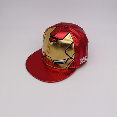 

Korean version of the PU leather hat Iron Man color baseball cap mens flat eaves hip-hop hat outdoor parent-child sun hat
