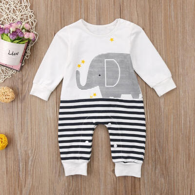 

Infant Kids Baby Girls Boy Elephant Long Sleeve Romper Jumpsuit Outfits Clothing