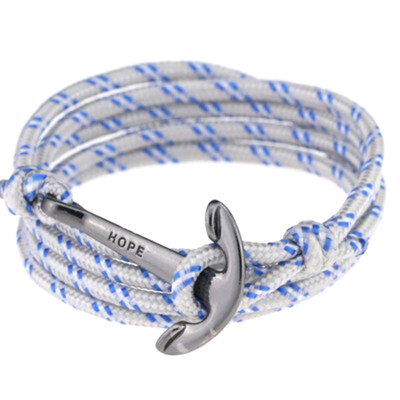 

Handmade Mens Black Alloy Anchor Polyester Rope Bracelet