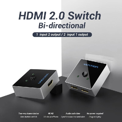 

VENTION HDMI Switcher Bi-directional HDMI20 Switch 4K HD Gold-plated Video Splitter Compatible with LaptopTV BoxMonitorPS4XBO