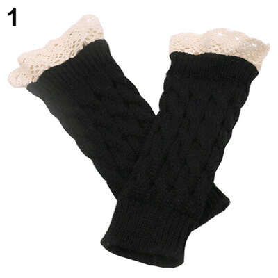 

Women Fingerless Lace Gloves Soft Knitted Warm Long Mitten Wrist Warmer Winter Gift