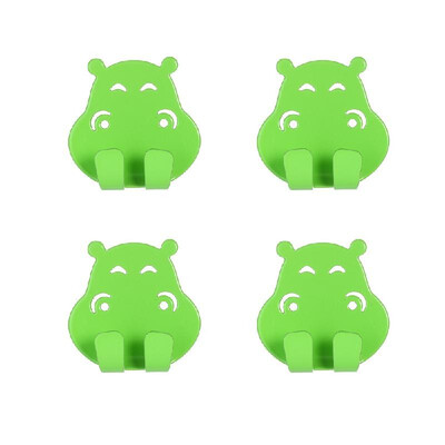 

DF-6 4PCS Hook Self Adhesive Hooks for Hippo Pattern Storage Holder Home Kitchen Wall Door Bathroom Stainless Steel Hanger Stick