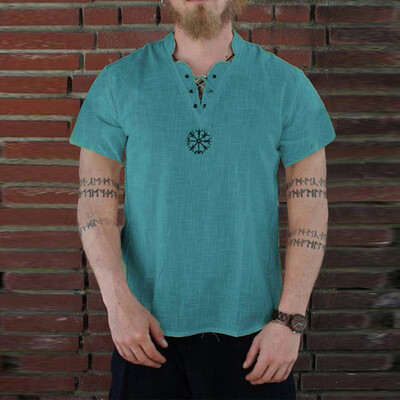 

Toponeto Mens Summer New Style Fashion Pure Cotton And Hemp Short Sleeve Comfortable Top