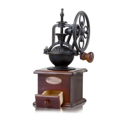 

Retro Steel Wooden Coffee Bean Mill Wheel Design Hand Coffee Grinding Machine