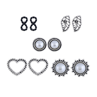 

Vintage Geometric Stud Earrings Set For Women Girls Bead Stone Flower Small Earrings Boucle doreille Femme