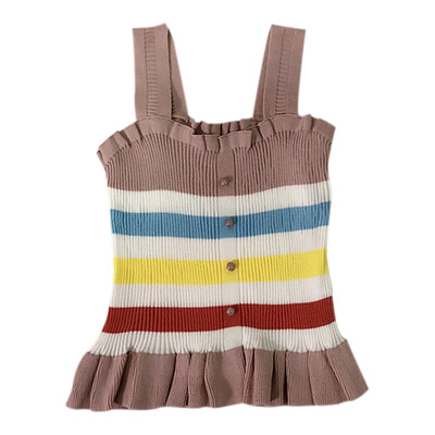 

Women Summer Fashion Concise Sweet Color-blocked All-match Slim Fit Camisole Top