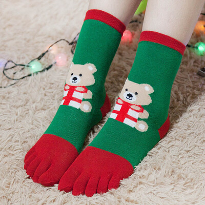 

Gobestart Christmas Unisec Print Multicolor Toe Socks Five Finger Sock Cotton Funny Socks