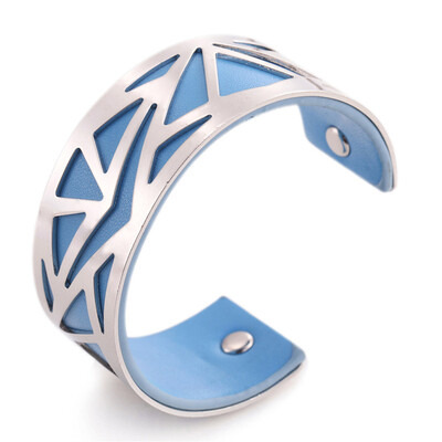 

12 Styles Luxury Stainle Steel Irregular Hollow Triangle Leather Bracelets & Bangles For Women Girls Party Jewelry Gifts