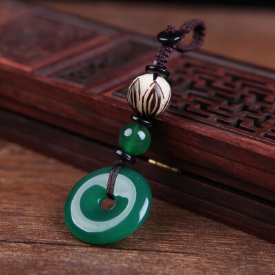 

Chalcedony safety buckle pendant keychain jade pendant green jade pendant fashion accessories