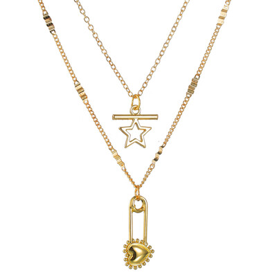 

Vitange Multi Layer Letters Round Cross Heart Moon Necklaces & Pendants For Women Party Gifts Trendy Charm Gold Necklace Jewelry